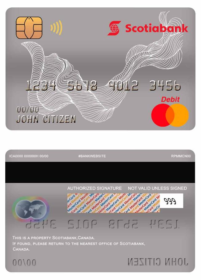 Canada Scotiabank mastercard debit card